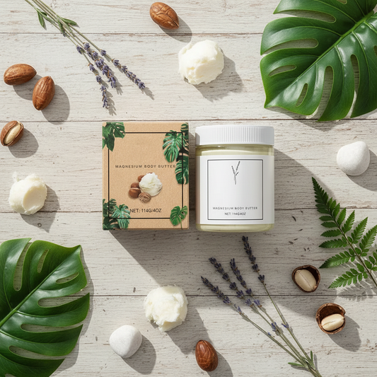 Magnesium cream flat lay